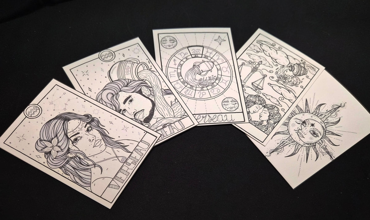 Lot de 5 cartes à colorier « Signes Astrologiques »