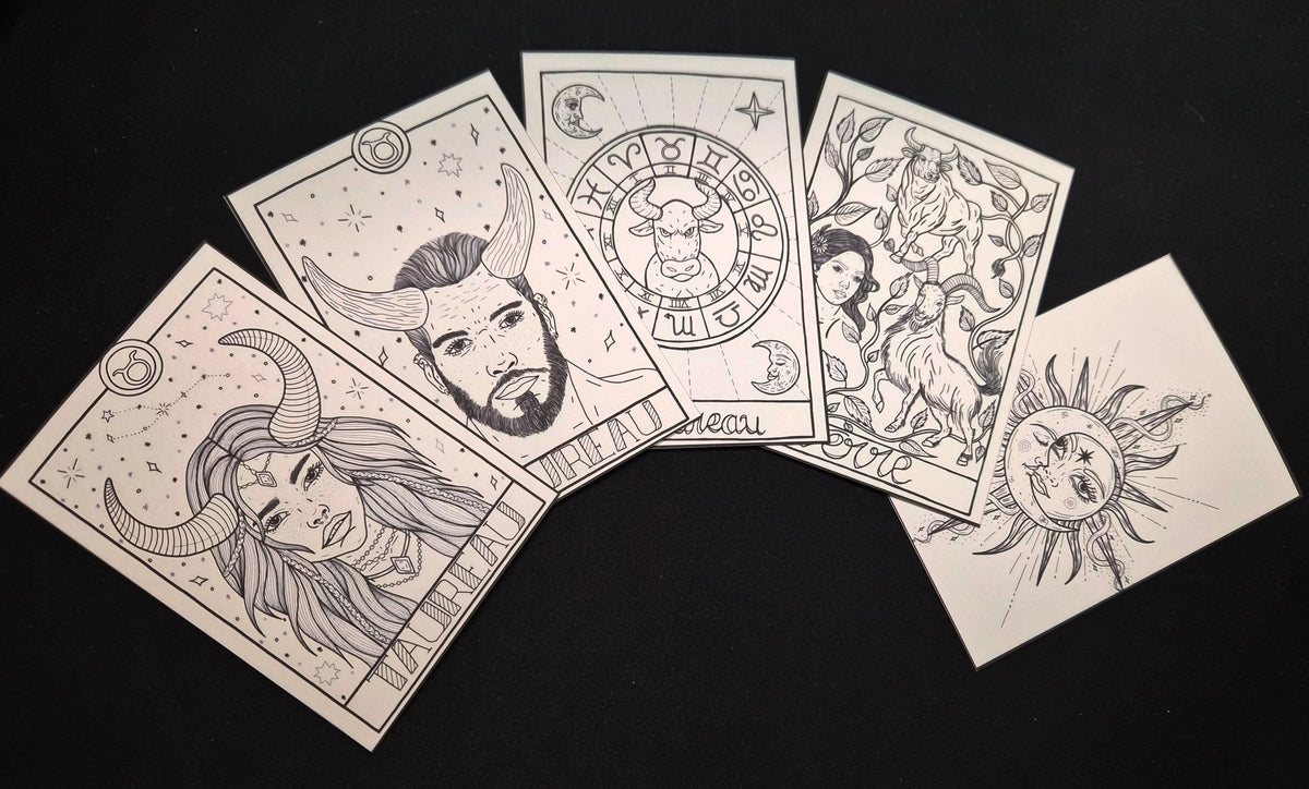 Lot de 5 cartes à colorier « Signes Astrologiques »