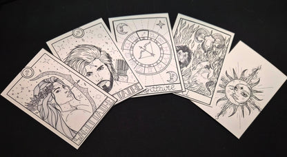 Lot de 5 cartes à colorier « Signes Astrologiques »