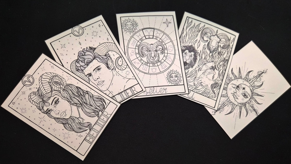 Lot de 5 cartes à colorier « Signes Astrologiques »