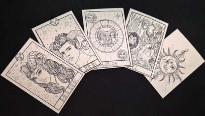 Lot de 5 cartes à colorier « Signes Astrologiques »