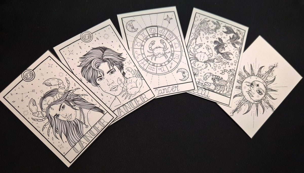 Lot de 5 cartes à colorier « Signes Astrologiques »