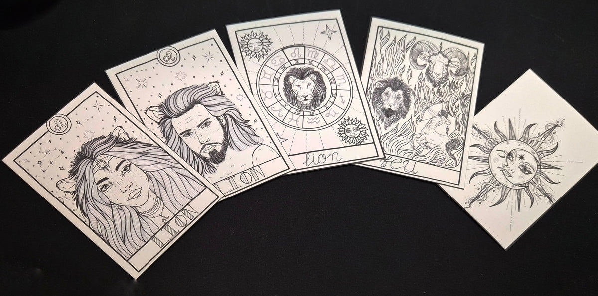 Lot de 5 cartes à colorier « Signes Astrologiques »