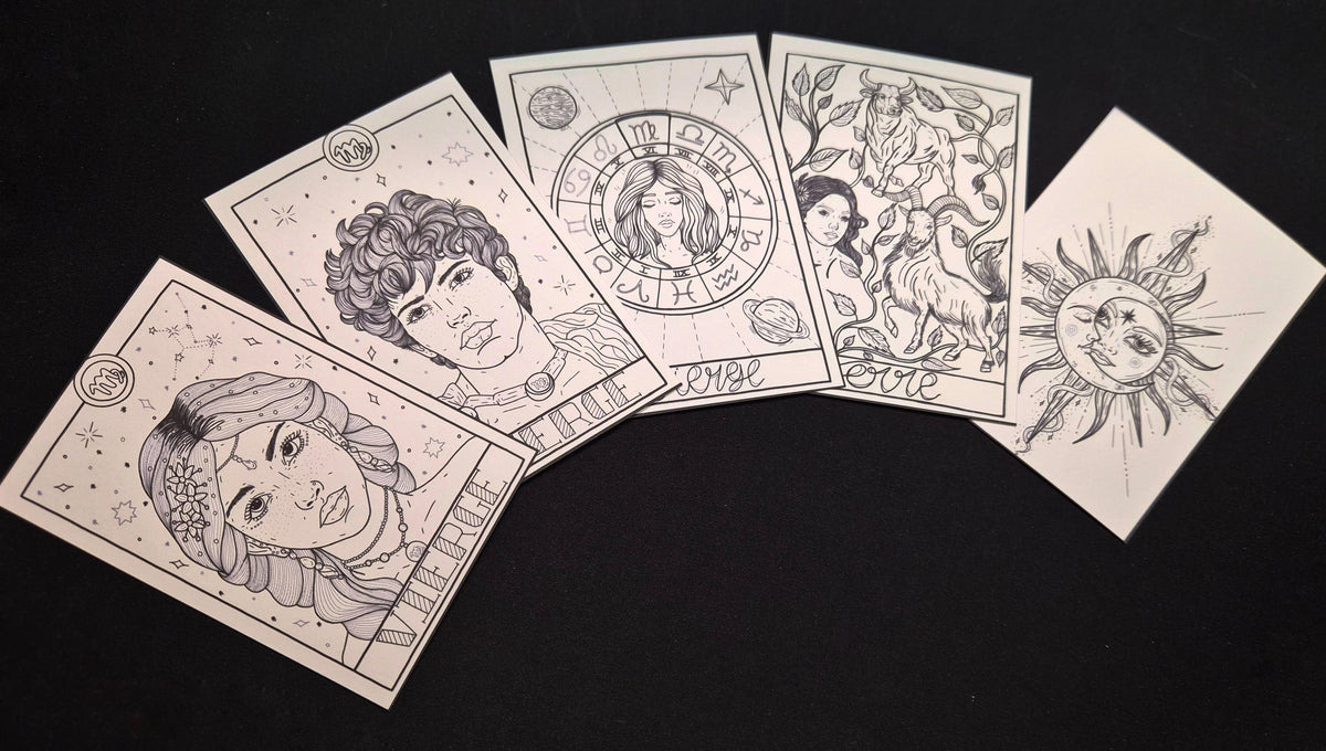 Lot de 5 cartes à colorier « Signes Astrologiques »