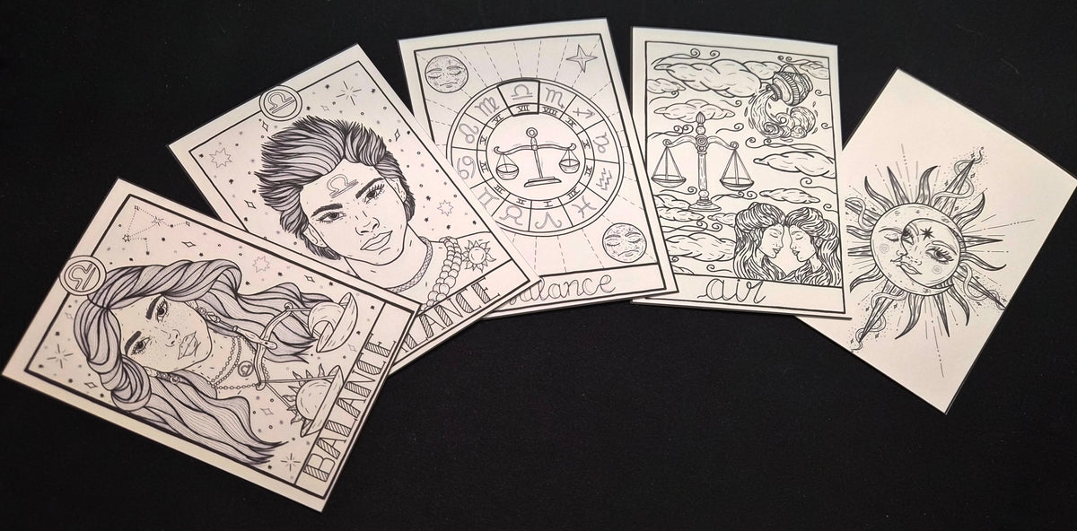 Lot de 5 cartes à colorier « Signes Astrologiques »
