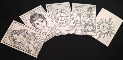 Lot de 5 cartes à colorier « Signes Astrologiques »