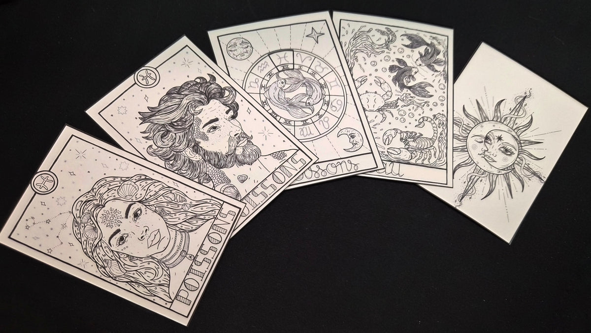 Lot de 5 cartes à colorier « Signes Astrologiques »