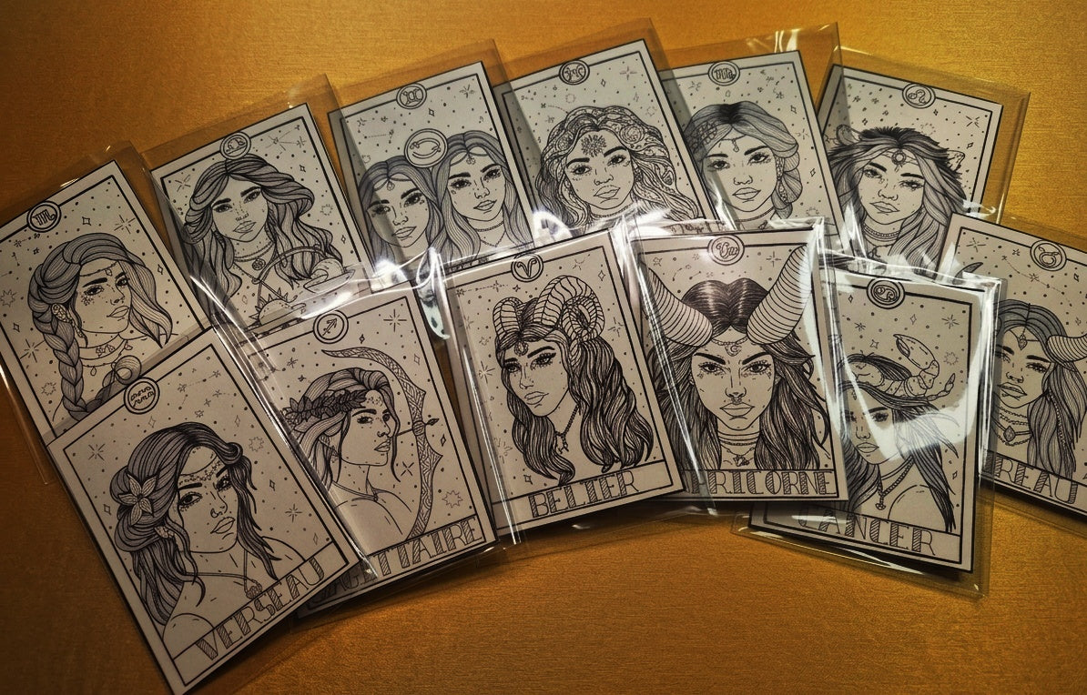 Lot de 5 cartes à colorier « Signes Astrologiques »